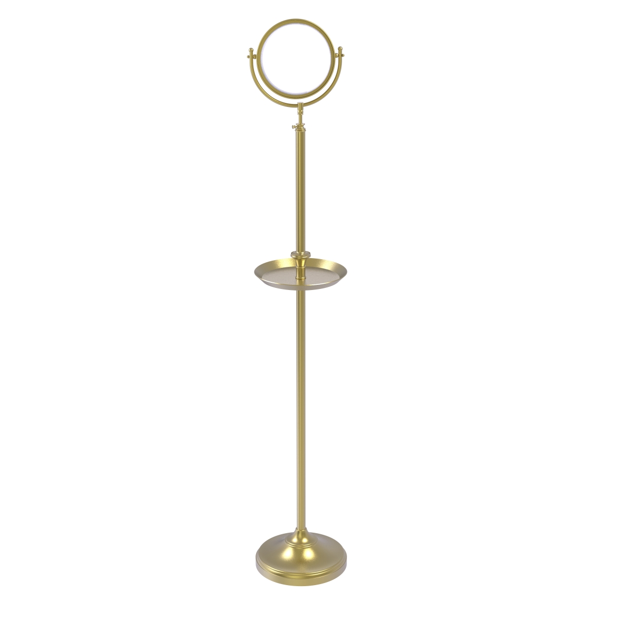 Dmf-3-2x-sbr Floor Standing Make-up Mirror 8 In. Dia. With 2x Magnification & Shaving Tray, Satin Brass