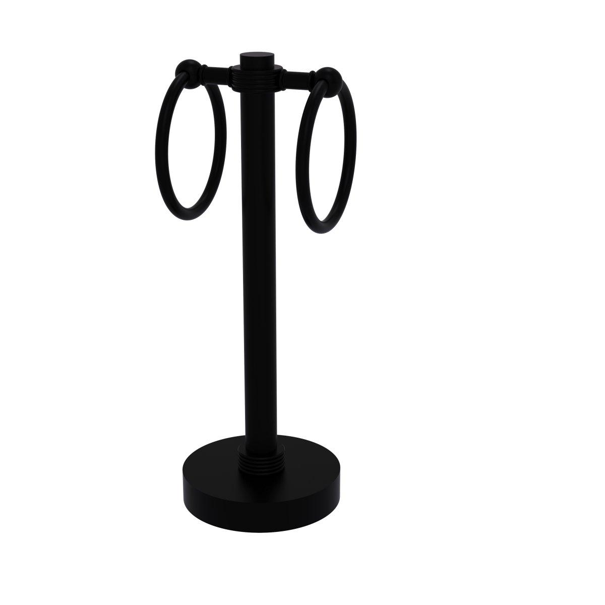 953g-bkm Vanity Top 2 Towel Ring Guest Towel Holder With Groovy Accents, Matte Black