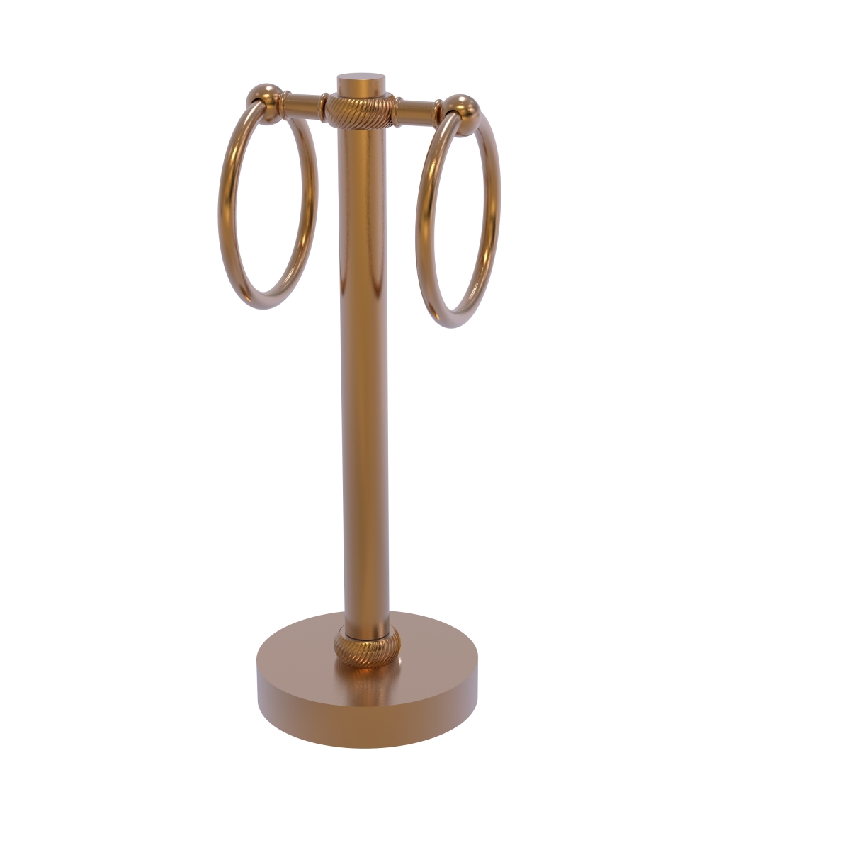 953t-bbr Vanity Top 2 Towel Ring Guest Towel Holder With Twisted Accents, Brushed Bronze