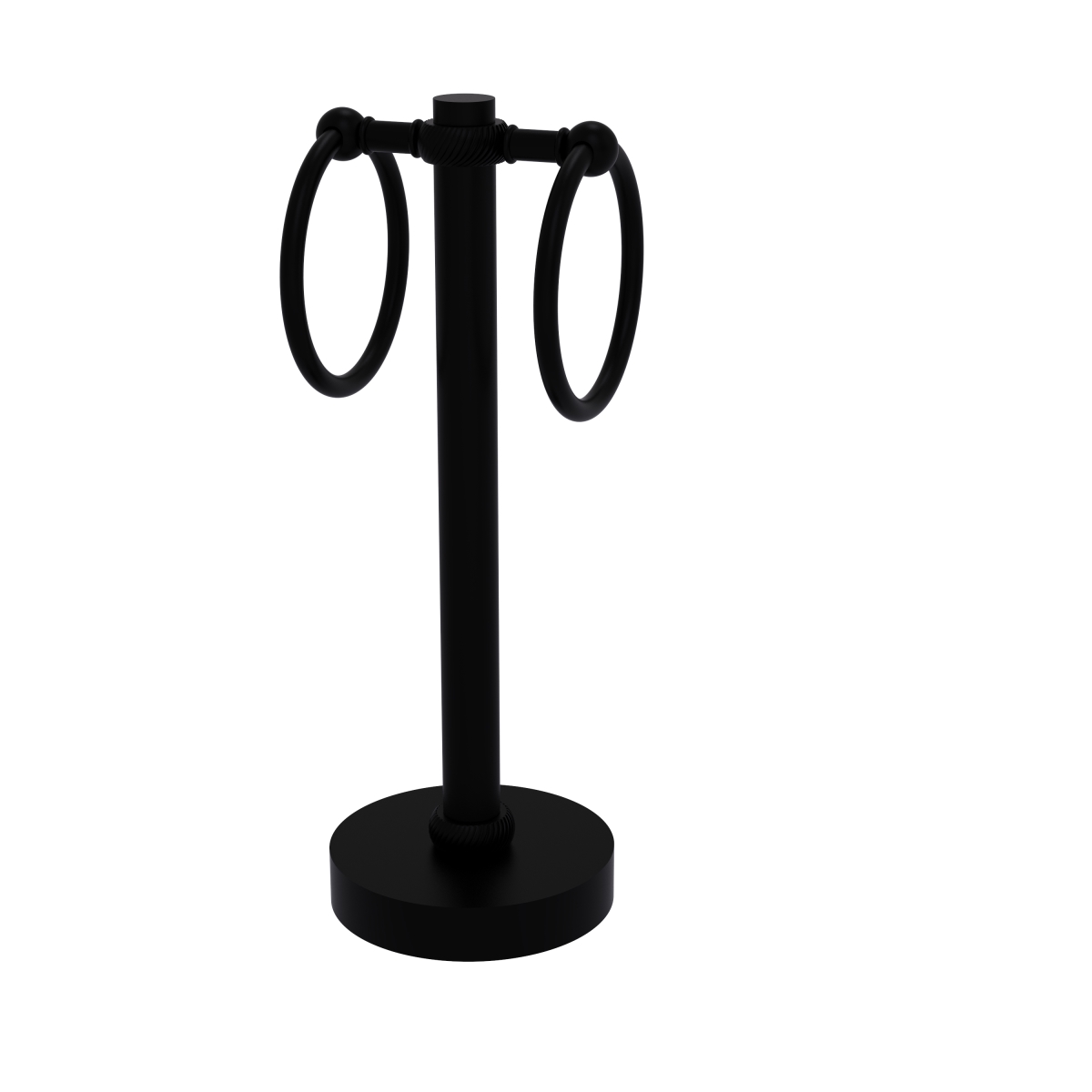953t-bkm Vanity Top 2 Towel Ring Guest Towel Holder With Twisted Accents, Matte Black