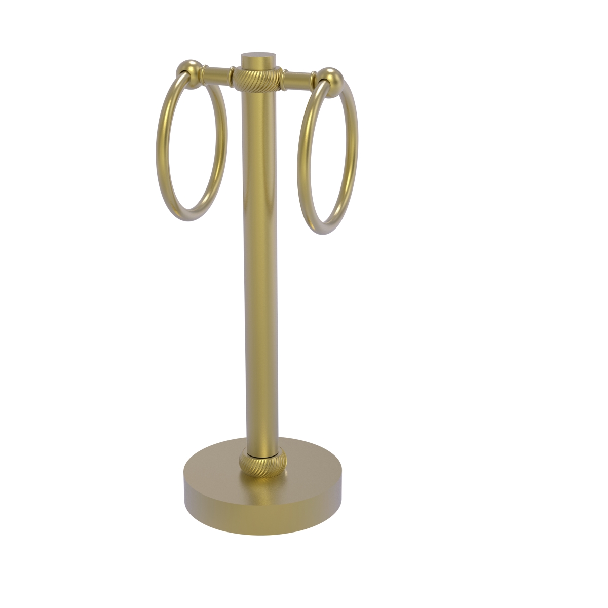953t-sbr Vanity Top 2 Towel Ring Guest Towel Holder With Twisted Accents, Satin Brass