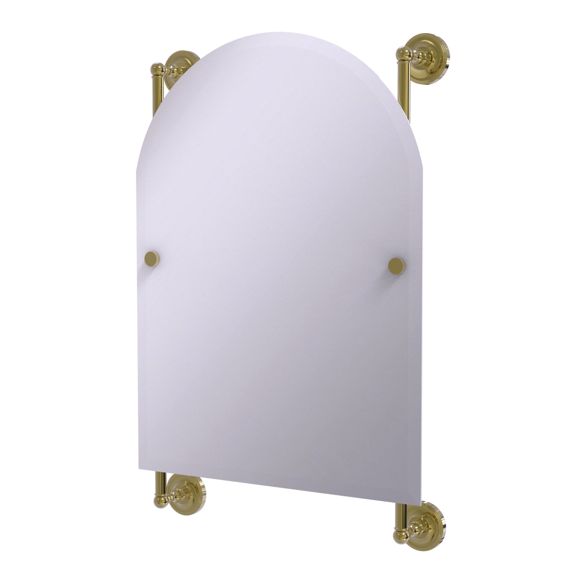 Pr-27-94-unl Prestige Regal Collection Arched Top Frameless Rail Mounted Mirror, Unlacquered Brass