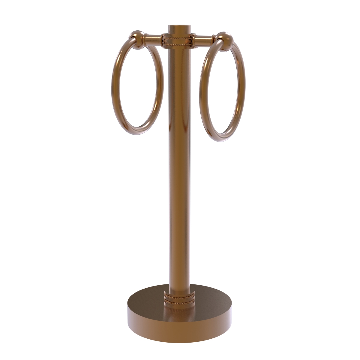 953d-bbr Vanity Top 2 Towel Ring Guest Towel Holder With Dotted Accents, Brushed Bronze