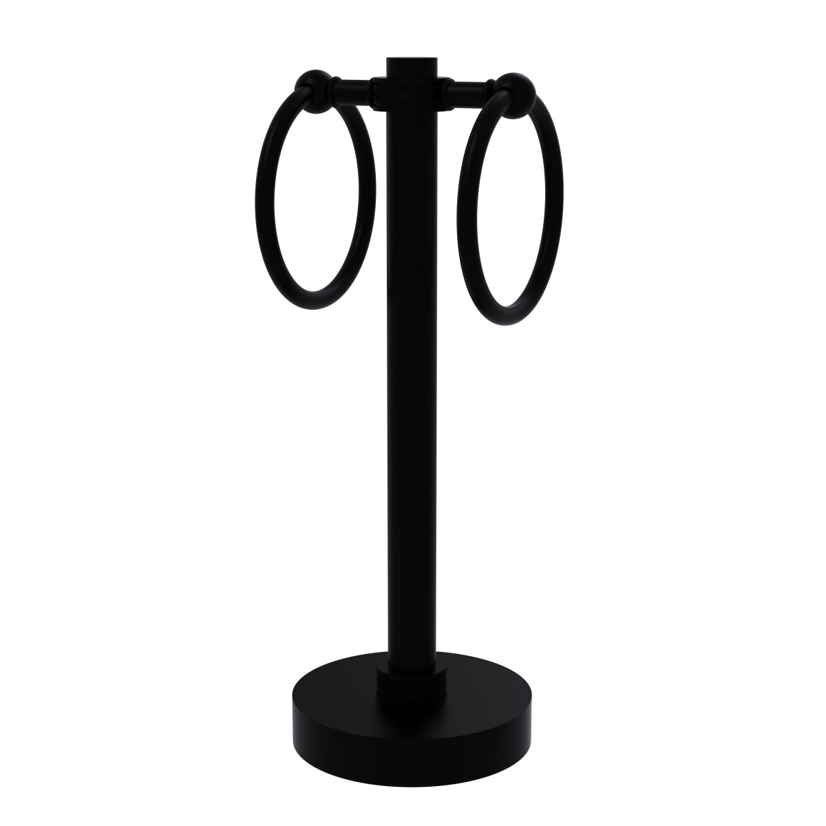 953d-bkm Vanity Top 2 Towel Ring Guest Towel Holder With Dotted Accents, Matte Black