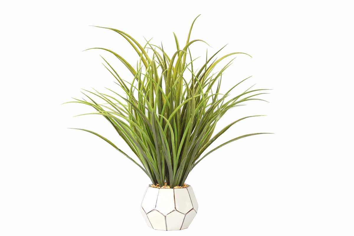Vha102464 Plastic Grass & Onion Grass In Ceramic Pot