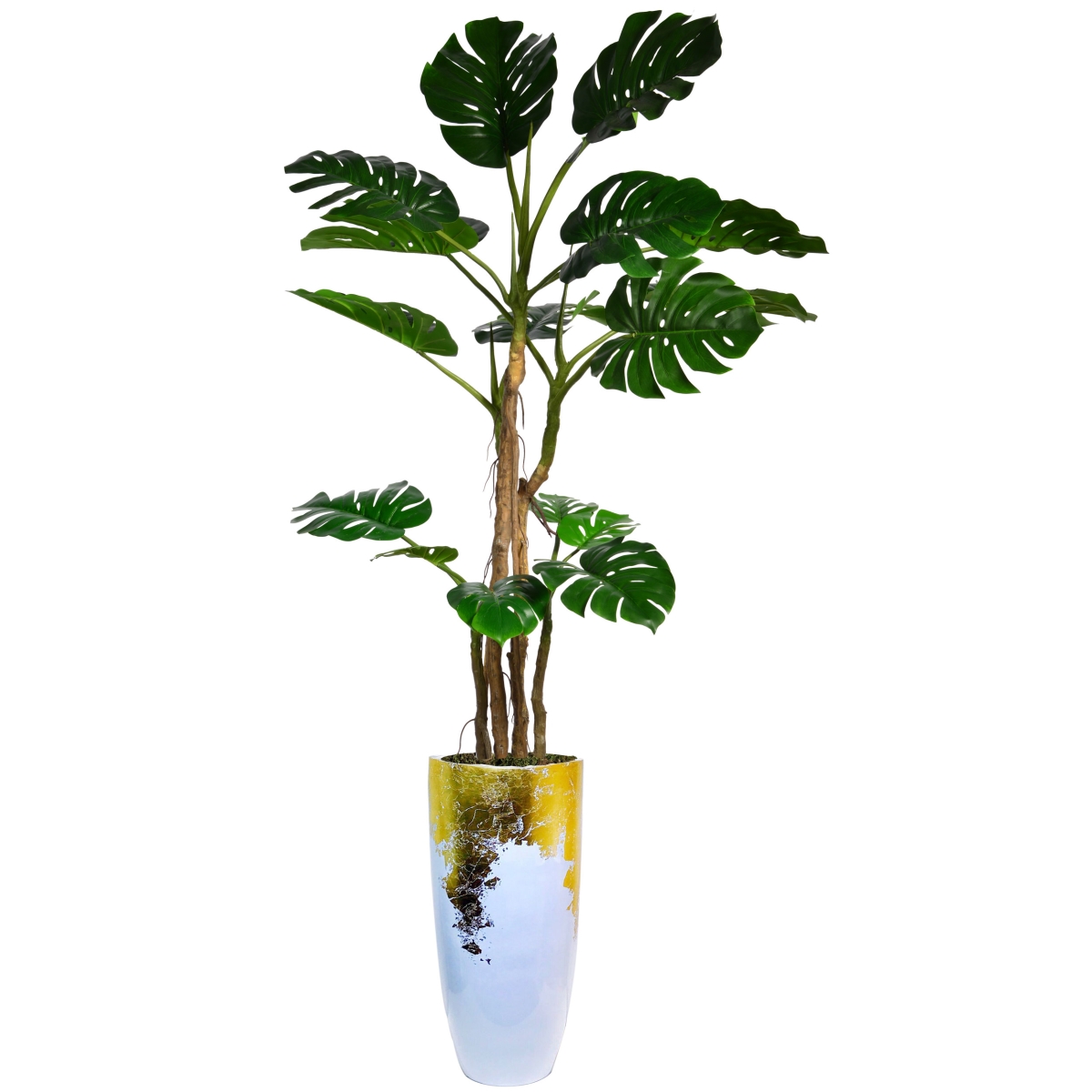 Vhx127221 93.5 In. Monstera Plant Faux Decor With Burlap Kit In Resin Planter