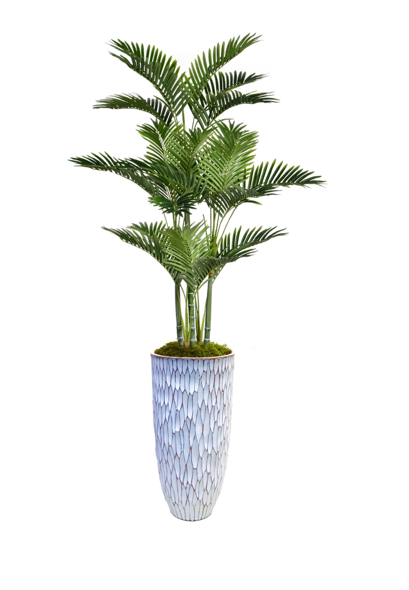 Vhx132219 79.5 In. Palm Tree Faux Decor With Burlap Kit In Resin Planter