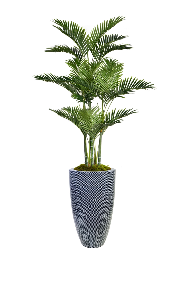 Vhx132223 81.5 In. Palm Tree Faux Decor With Burlap Kit In Resin Planter
