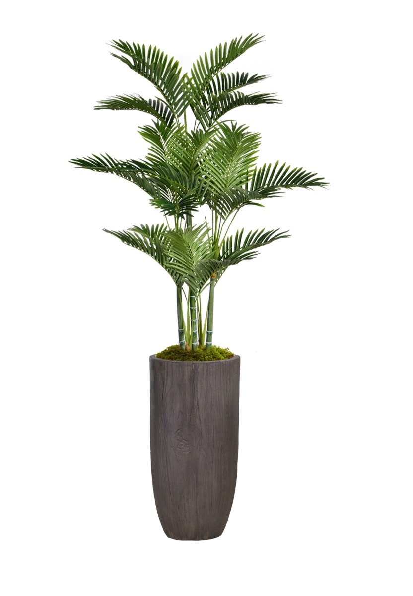 Vhx132224 74.25 In. Palm Tree Faux Decor With Burlap Kit In Resin Planter