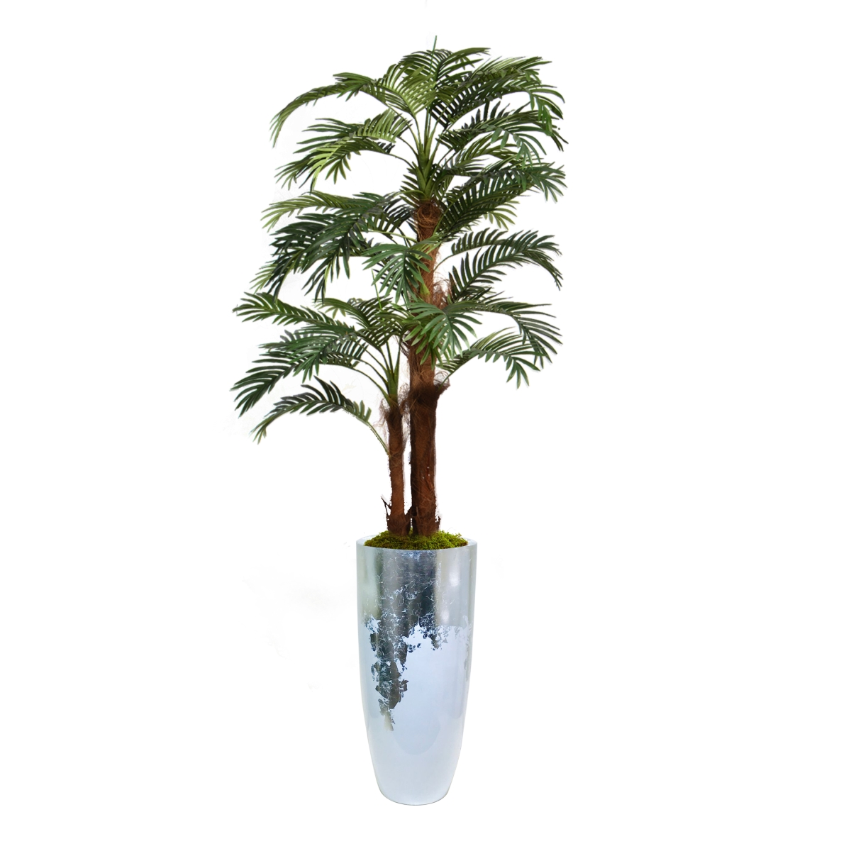Vhx135220 87.5 In. Palm Tree Faux Decor With Burlap Kit In Silver Resin Planter