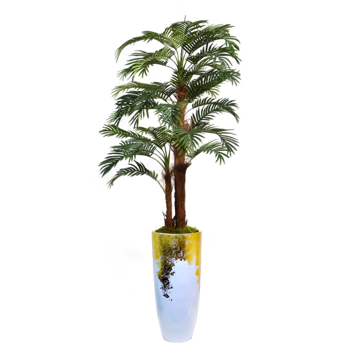 Vhx135221 87.5 In. Palm Tree Faux Decor With Burlap Kit In Gold Resin Planter