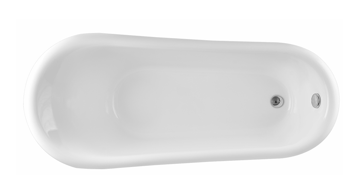 Va6910 Freestanding White Acrylic Bathtub With Polished Chrome Round Overflow & Pop-up Drain - 67 X 30 X 31 In.