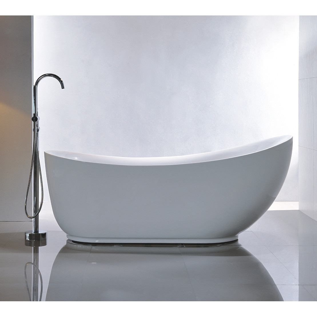 Va6512-l Freestanding White Acrylic Bathtub With Polished Chrome Round Overflow & Pop-up Drain - 71 X 35 X 30 In.