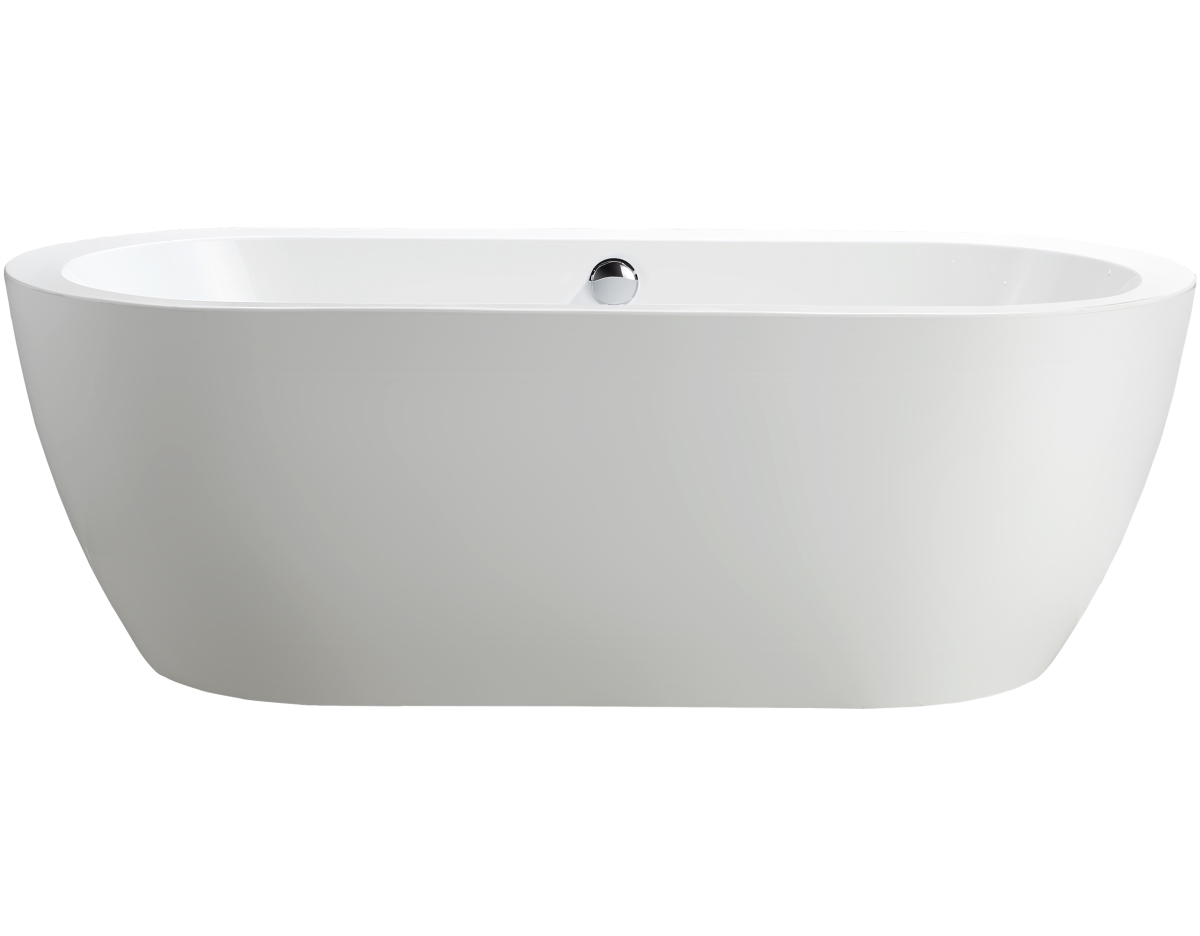 Va6836 Freestanding White Acrylic Bathtub With Polished Chrome Round Overflow & Pop-up Drain - 68 X 30.7 X 23.3 In.