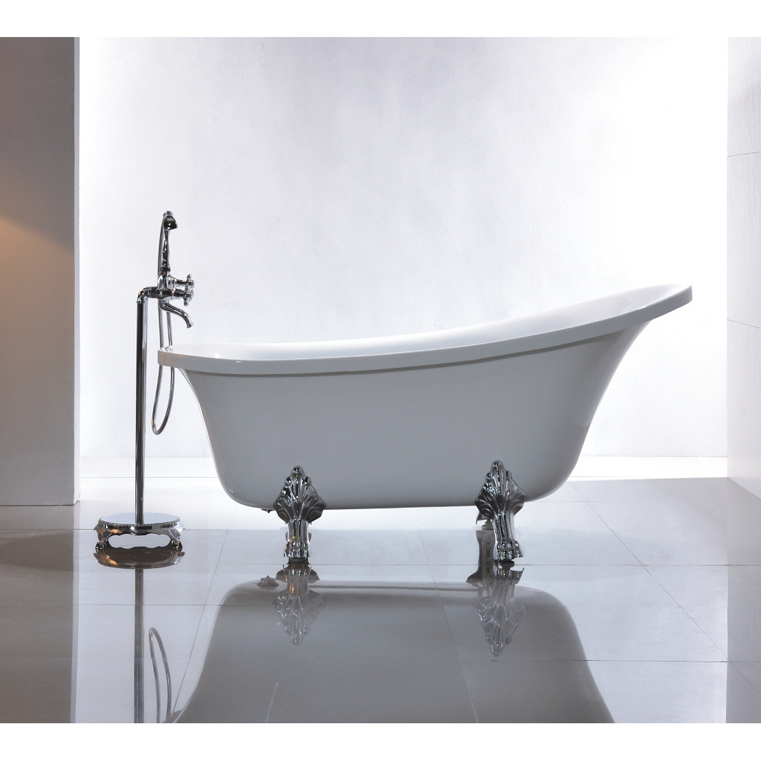 Va6310-l Freestanding Claw Foot White Acrylic Bathtub With Polished Chrome Pop-up Drain - 69 X 30 X 29.5 In.