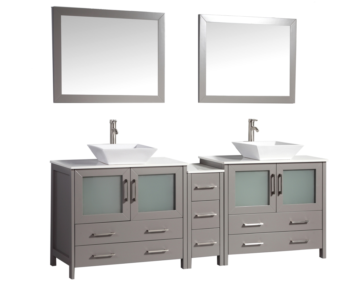 Va3136-84g 84 In. Double Sink Bathroom Vanity Set, Gray