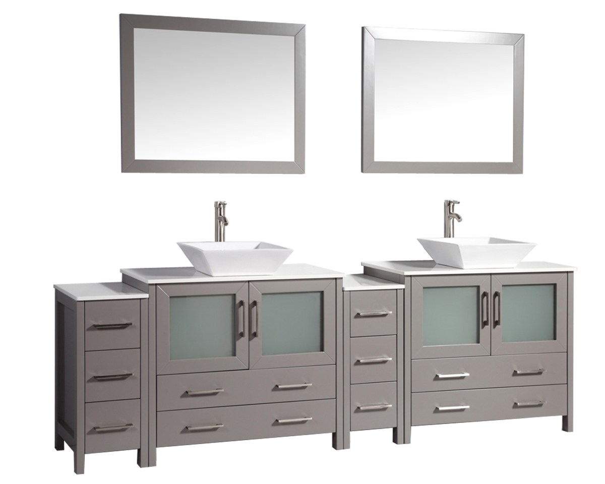 Va3136-96g 96 In. Double Sink Bathroom Vanity Set, Gray