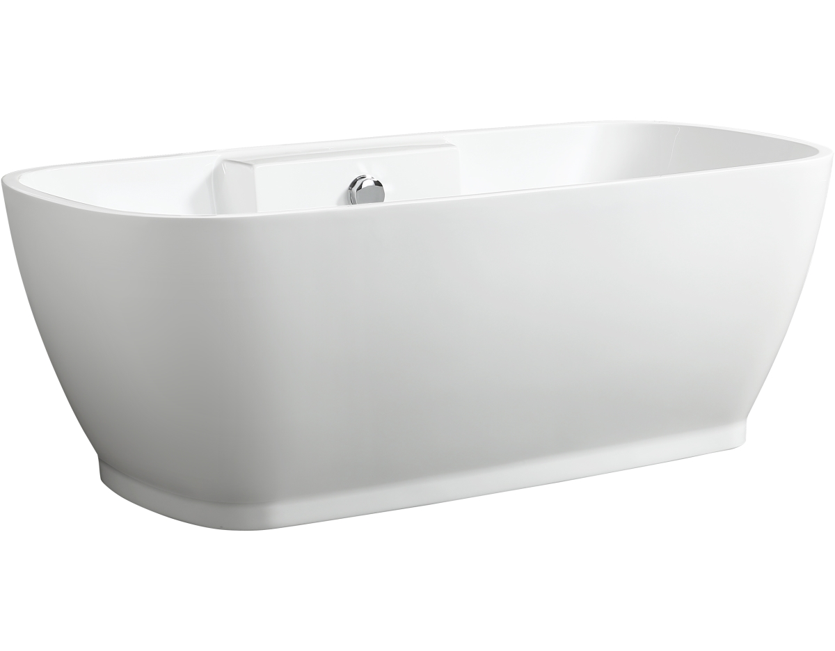 Va6835 Freestanding White Acrylic Bathtub With Polished Chrome Round Overflow & Pop-up Drain - 59 X 29.5 X 23.5 In.