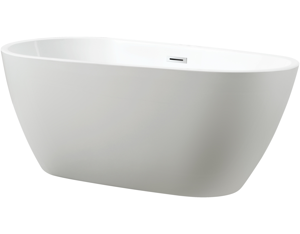 Va6515 Freestanding White Acrylic Bathtub With Polished Chrome Slotted Overflow & Pop-up Drain - 59 X 29.5 X 24 In.