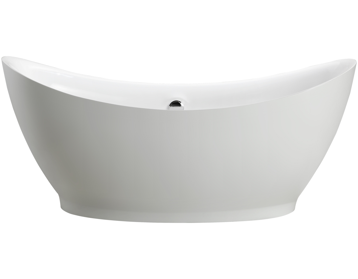 Va6513 Freestanding White Acrylic Bathtub With Polished Chrome Round Overflow & Pop-up Drain - 67.5 X 31.5 X 31.5 In.