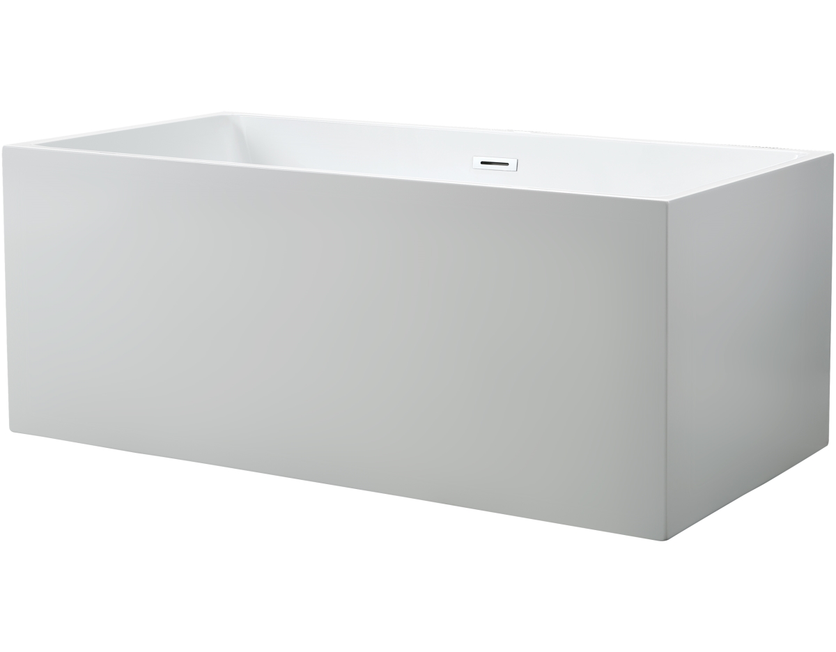 Va6813b Freestanding White Acrylic Bathtub With Polished Chrome Slotted Overflow & Pop-up Drain - 59 X 29.5 X 24 In.