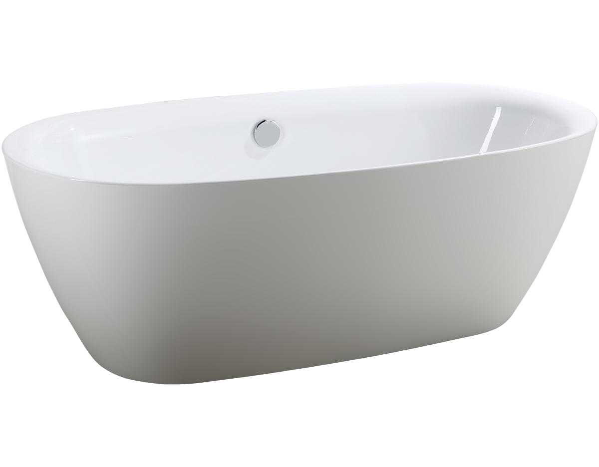 Va6833 Freestanding White Acrylic Bathtub With Polished Chrome Round Overflow & Pop-up Drain - 67 X 31.5 X 22.8 In.