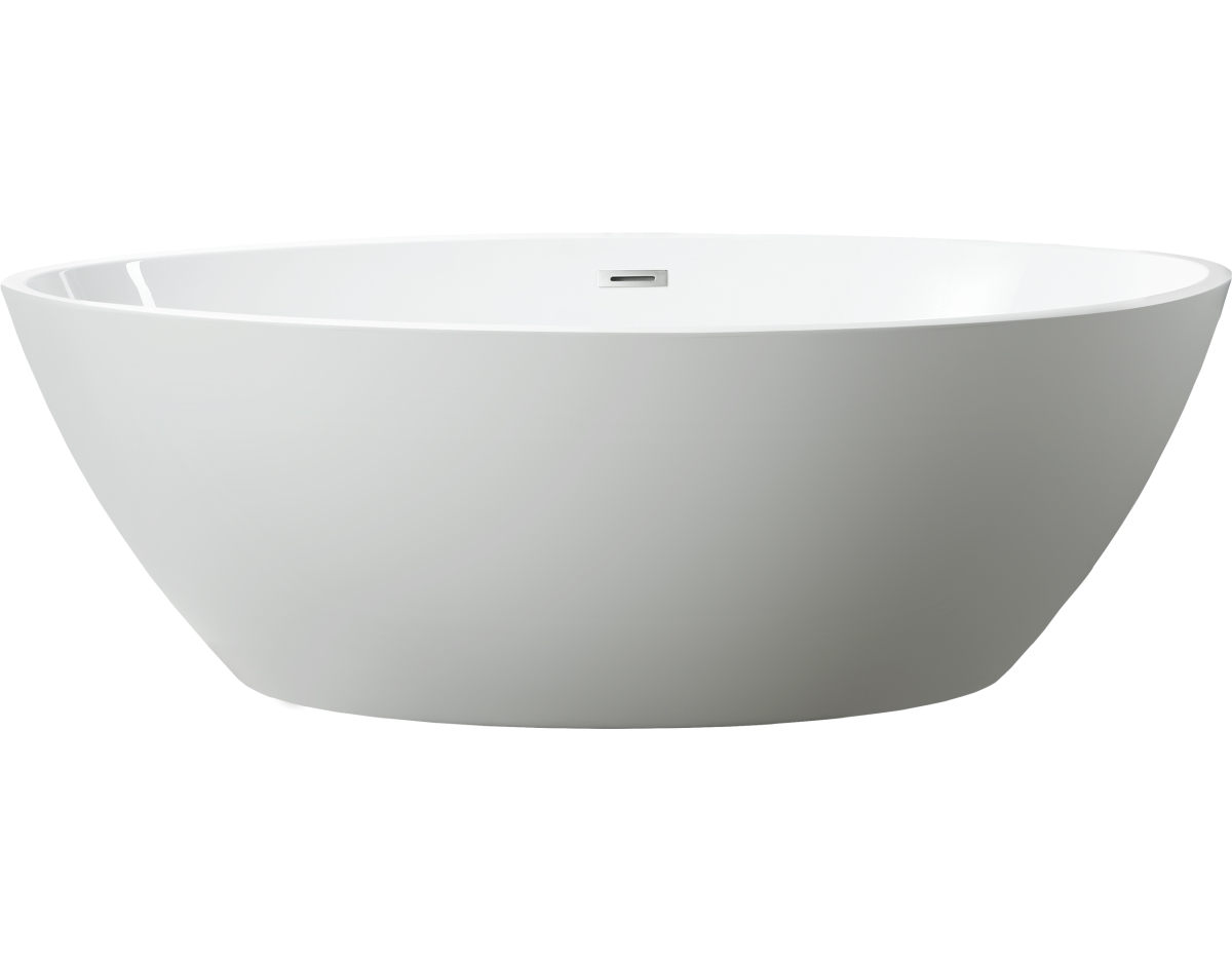 Va6834 Freestanding White Acrylic Bathtub With Polished Chrome Slotted Overflow & Pop-up Drain - 69 X 39.4 X 22.8 In.