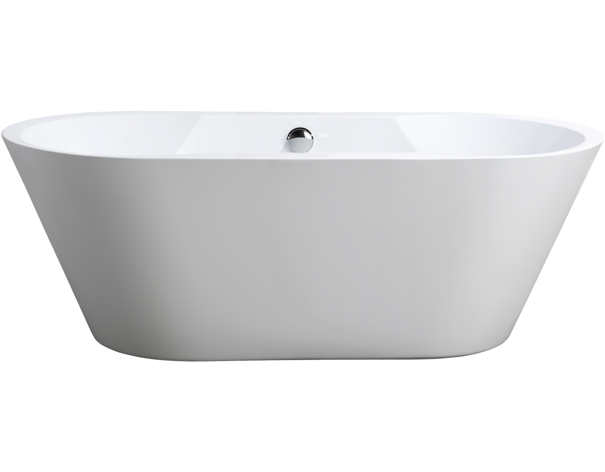 Va6804 Freestanding White Acrylic Bathtub With Polished Chrome Round Overflow & Pop-up Drain - 67 X 31.5 X 23.6 In.