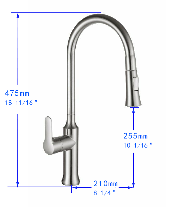 F80300 Pull Out Kitchen Faucet, Chrome - 18.7 X 8.3 X 2.0 In.