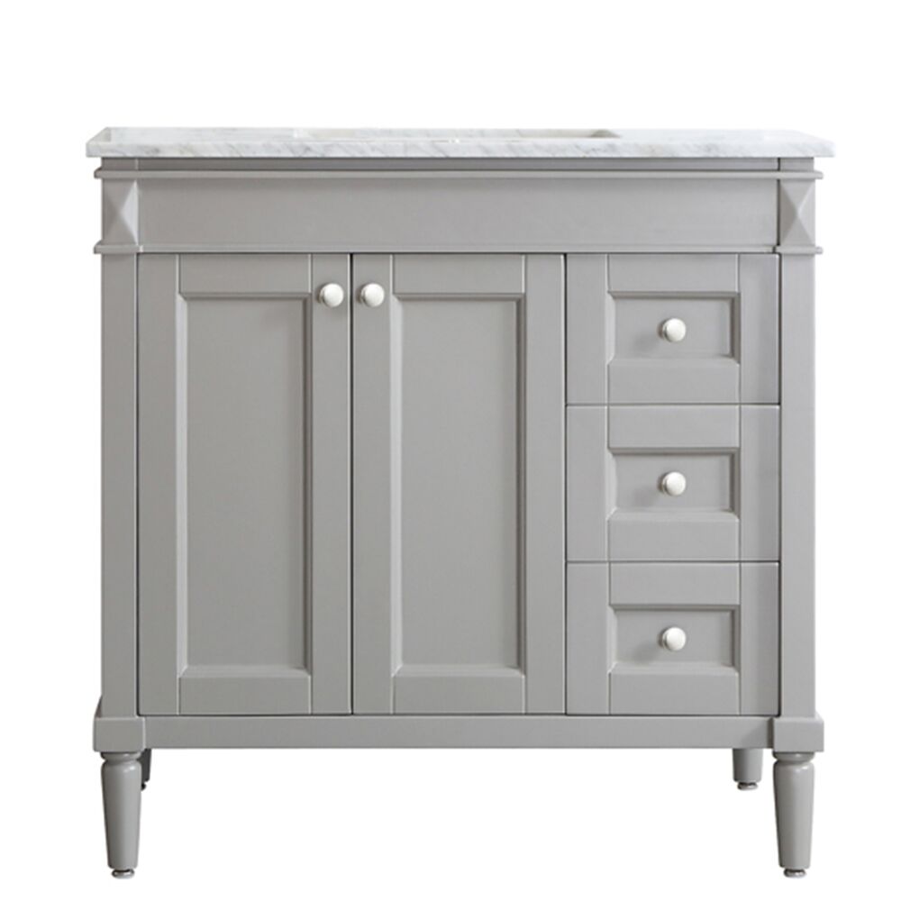 715036-gr-ca-nm 36 In. Vanity In Grey With Carrara White Marble Countertop Without Mirror