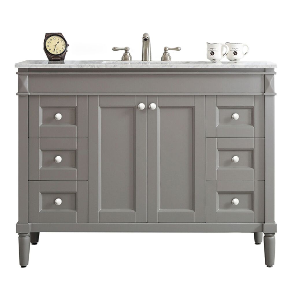 715048-gr-ca-nm 48 In. Vanity In Grey With Carrara White Marble Countertop Without Mirror