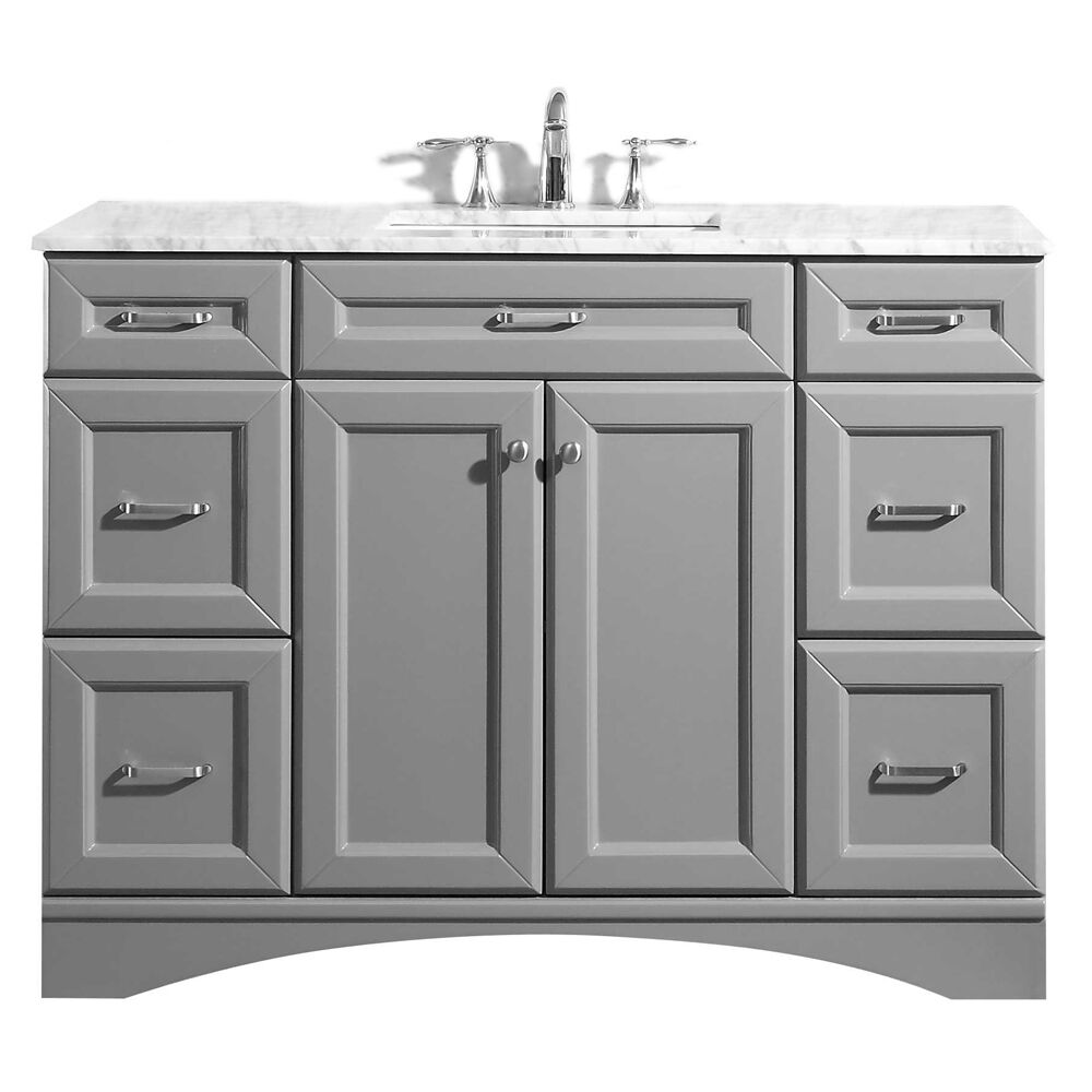 710048-gr-ca-nm 48 In. Vanity In Grey With Carrara White Marble Countertop Without Mirror