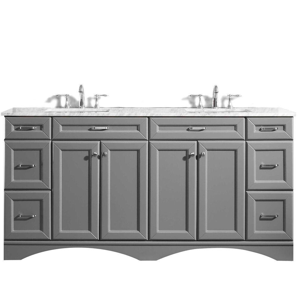 710072-gr-ca-nm 72 In. Vanity In Grey With Carrara White Marble Countertop Without Mirror