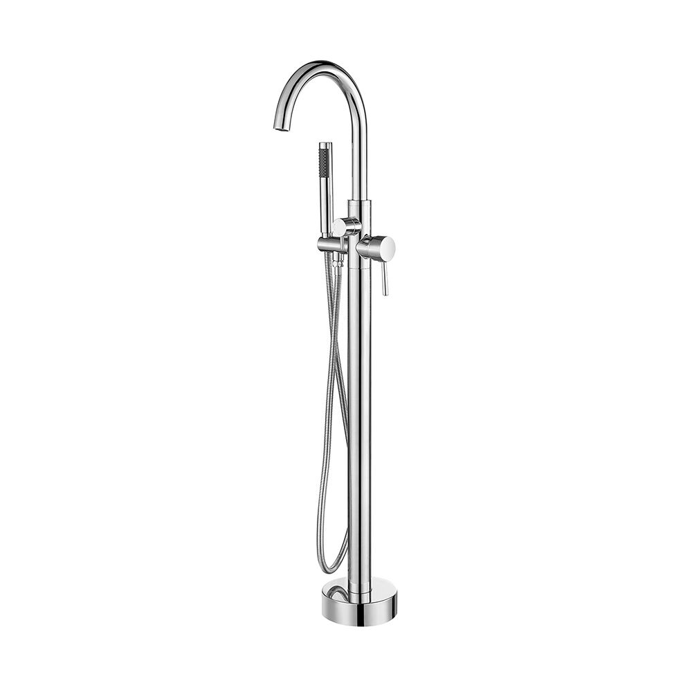 101215-btf-pc Freestanding Chrome Tub Faucet With Hand Shower, Polished Chrome