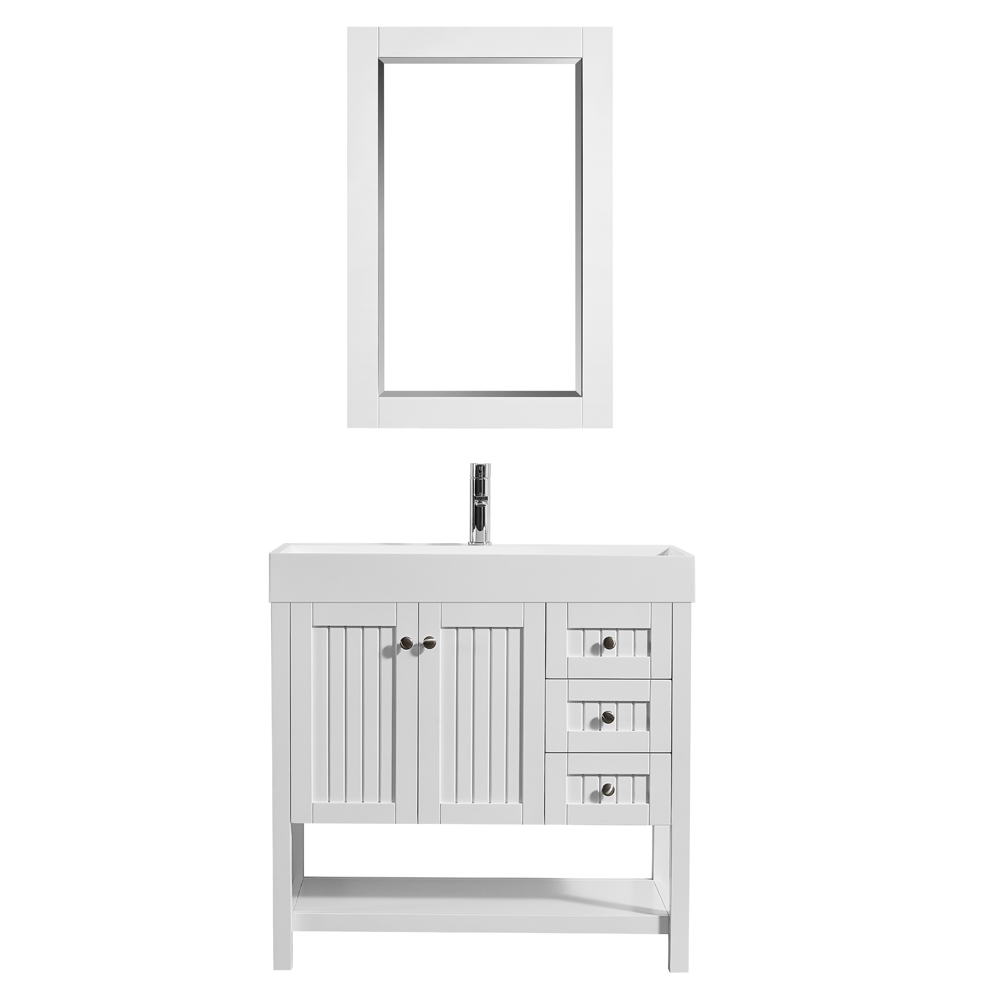 755036-wh-wh 36 In. Single Vanity In White With Acrylic Under-mount Sink With Mirror