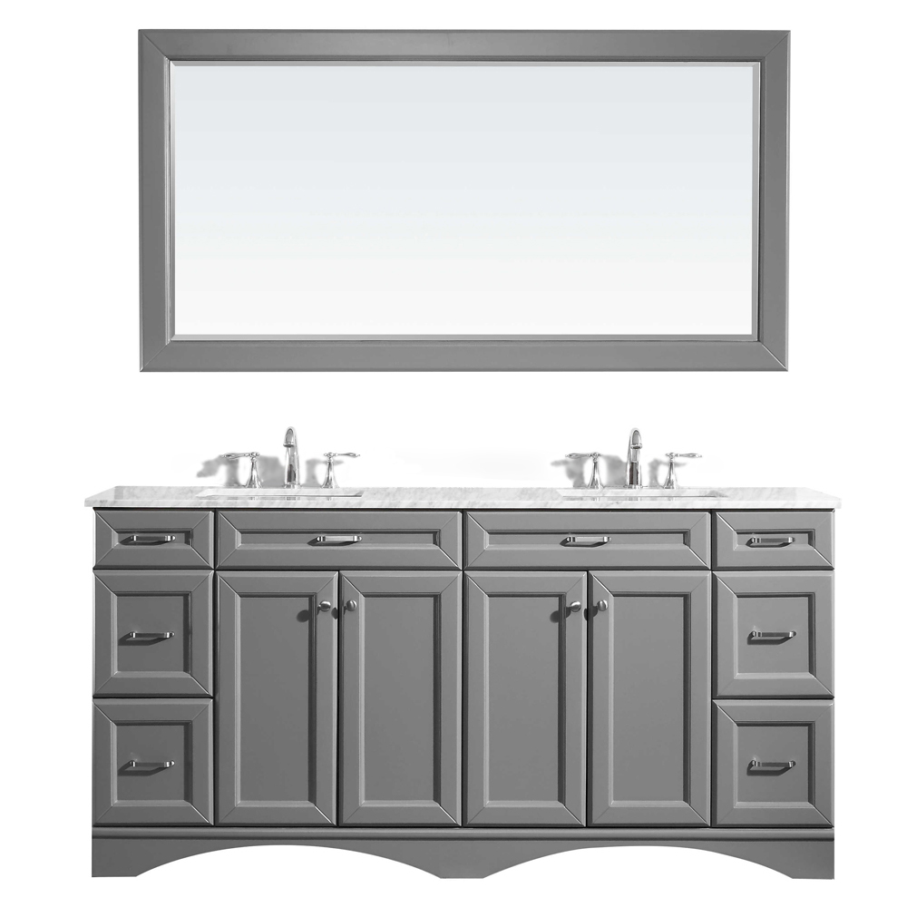 710072-gr-ca 72 In. Vanity In Grey With Carrara White Marble Countertop With Mirror
