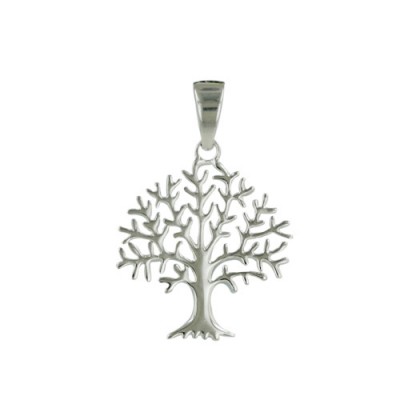 18 In. Sterling Silver Pendant Plain Tree Of Life With Chain