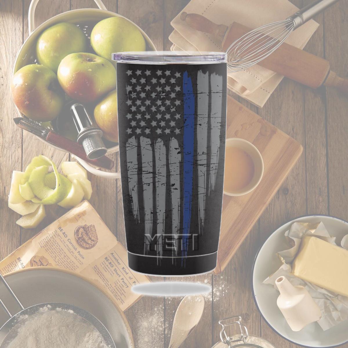 Picture of MightySkins YERAM20-Thin Blue Line Skin for 20 oz Yeti Tumbler, Thin Blue Line