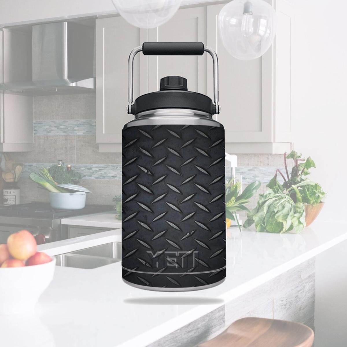 Picture of MightySkins YERAMJUG1-Black Diamond Plate Skin for Yeti One Gallon Jug, Black Diamond Plate