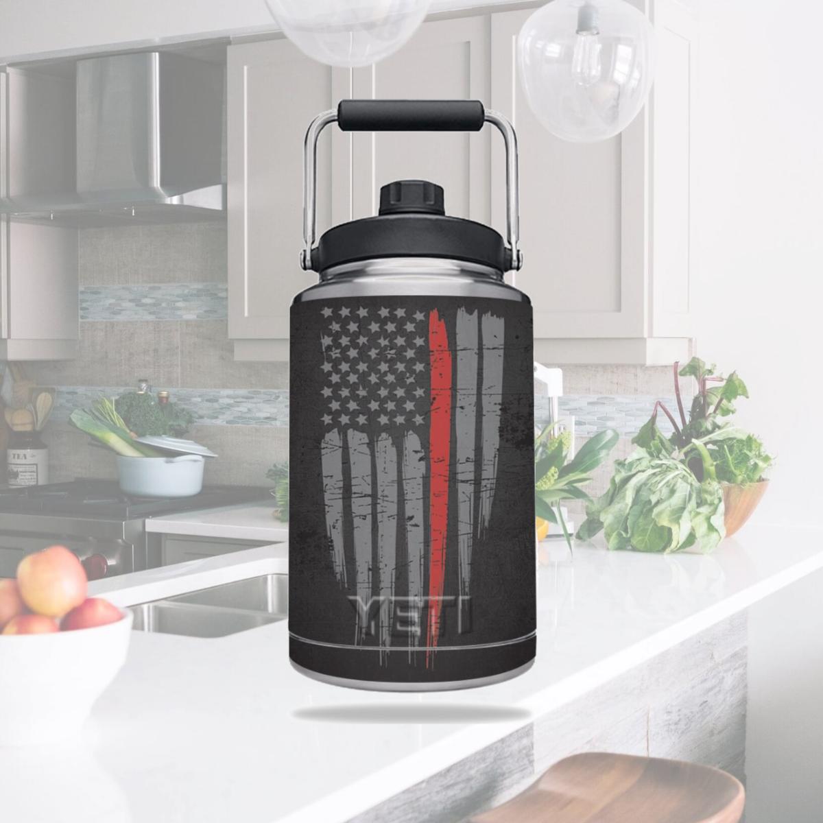 Picture of MightySkins YERAMJUG1-Thin Red Line Skin for Yeti One Gallon Jug, Thin Red Line