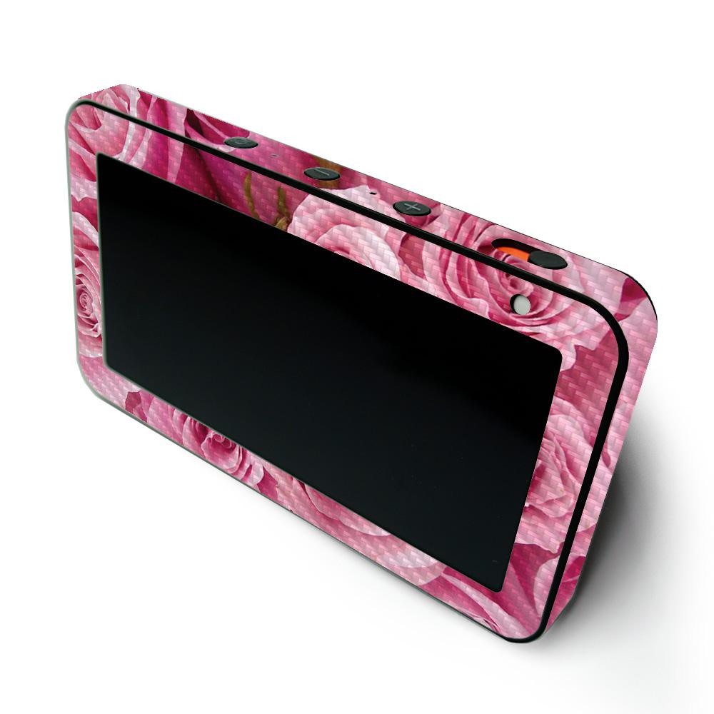 CF-AMECSH19-Pink Roses Carbon Fiber Skin for Amazon Echo Show 5 - Pink Roses