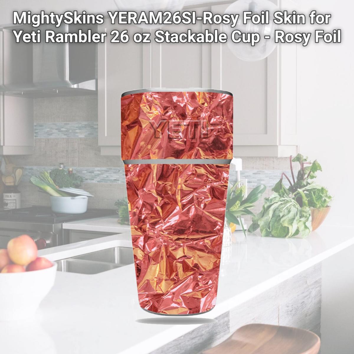 Picture of MightySkins YERAM26SI-Rosy Foil Skin for Yeti Rambler 26 oz Stackable Cup - Rosy Foil