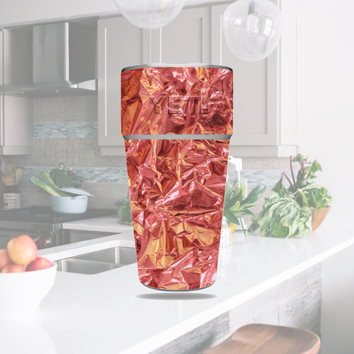 Picture of MightySkins YERAM26SI-Rosy Foil Skin for Yeti Rambler 26 oz Stackable Cup - Rosy Foil