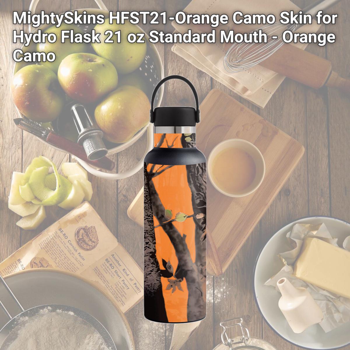 Picture of MightySkins HFST21-Orange Camo Skin for Hydro Flask 21 oz Standard Mouth - Orange Camo