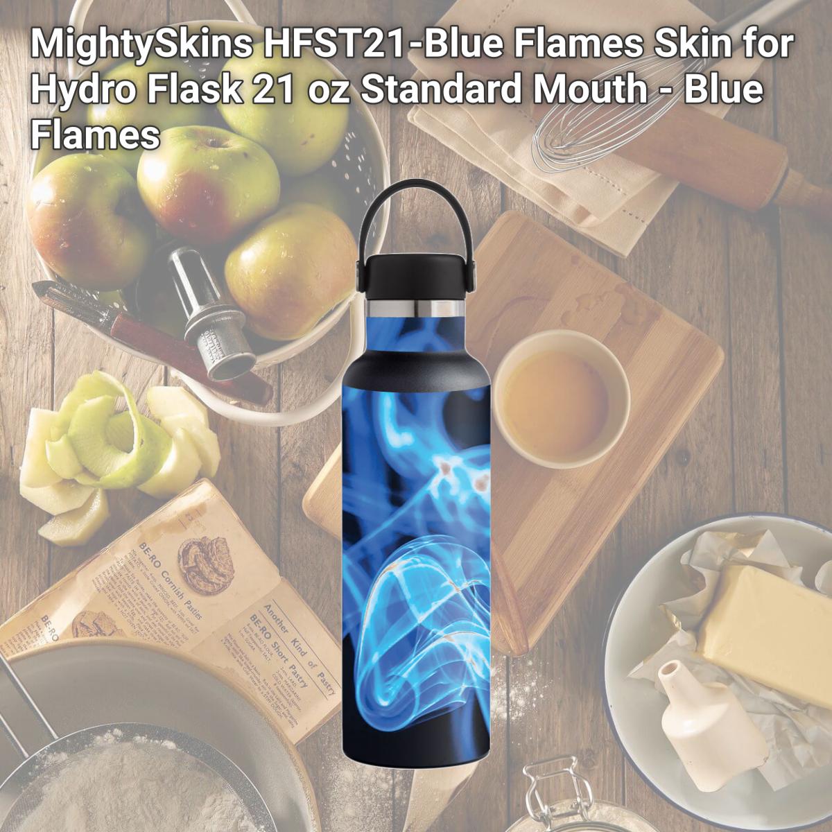 Picture of MightySkins HFST21-Blue Flames Skin for Hydro Flask 21 oz Standard Mouth - Blue Flames