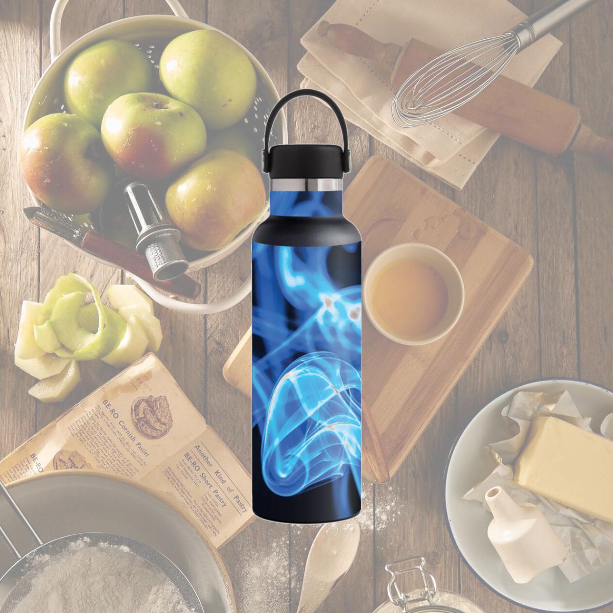 Picture of MightySkins HFST21-Blue Flames Skin for Hydro Flask 21 oz Standard Mouth - Blue Flames