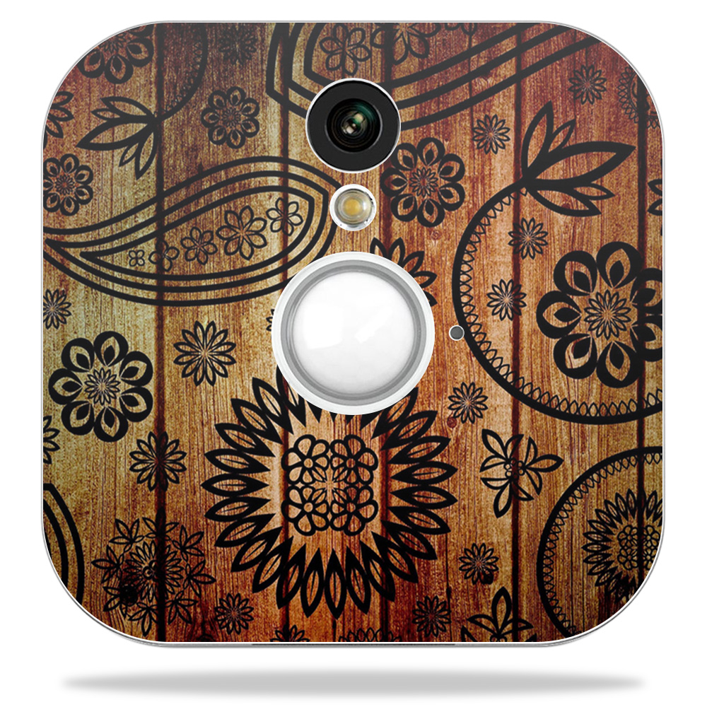 Blhose-wooden Floral Skin Decal Wrap For Blink Home Security Camera Sticker - Wooden Floral