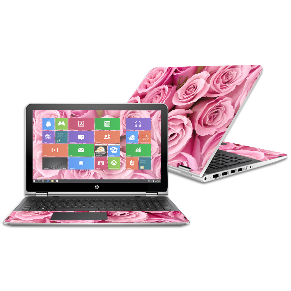 HPPX360152-Pink Roses 15.6 in. Skin Decal Wrap for HP Pavilion x360 2016 - Pink Roses