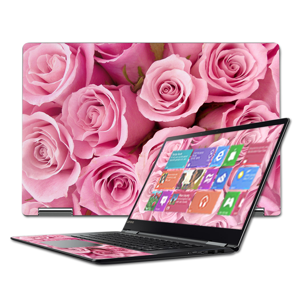 LENY71015-Pink Roses Skin Decal Wrap for 15.6 in. Lenovo Yoga 710 - Pink Roses