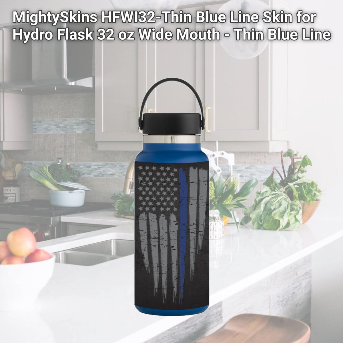Picture of MightySkins HFWI32-Thin Blue Line Skin for Hydro Flask 32 oz Wide Mouth - Thin Blue Line